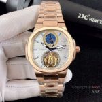 Clone Patek Philippe Nautilus Automatic Watch Rose Gold White Tourbillon Face